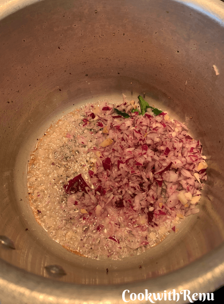 Adding of chopped onion