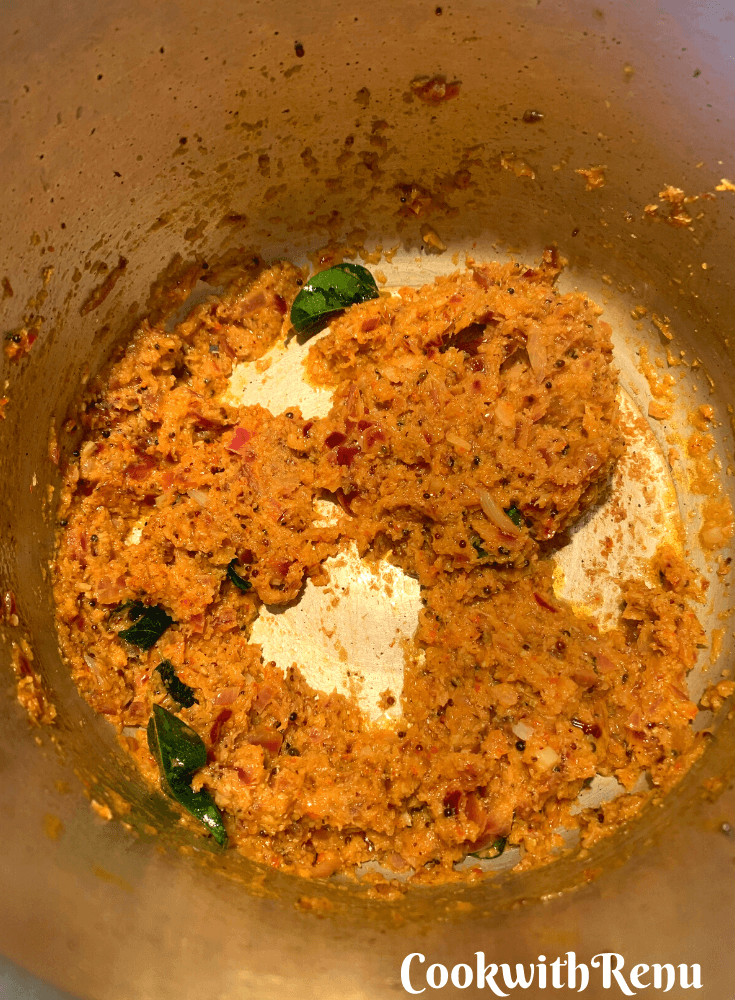 The masala being cooked