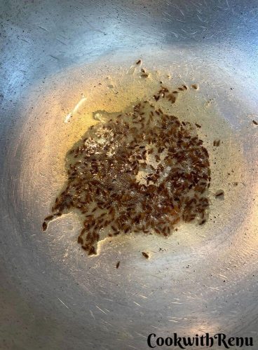 Tadka being done with cumin seeds