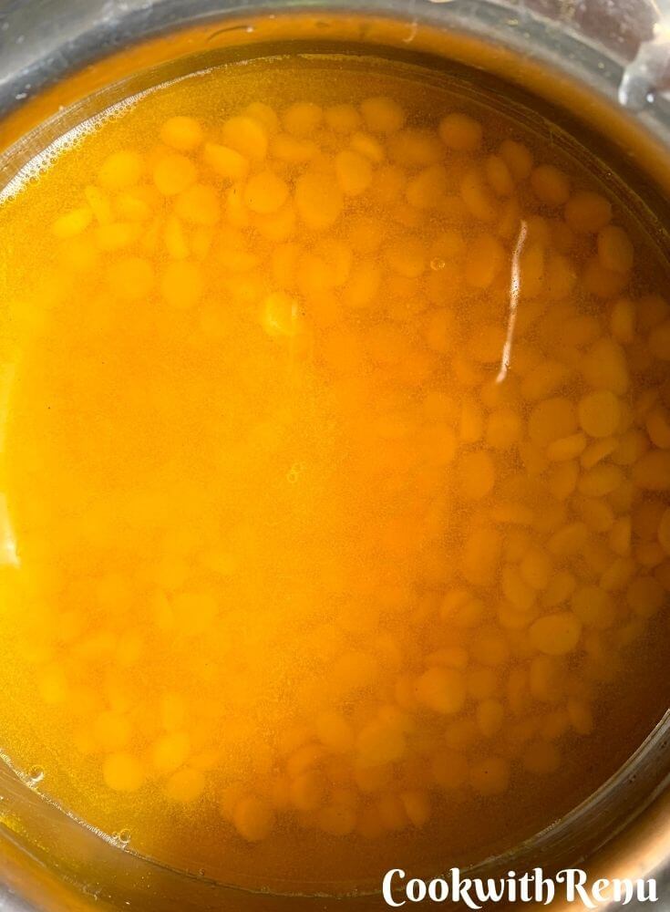 Dal getting ready to be cooked in a pressure cooker.