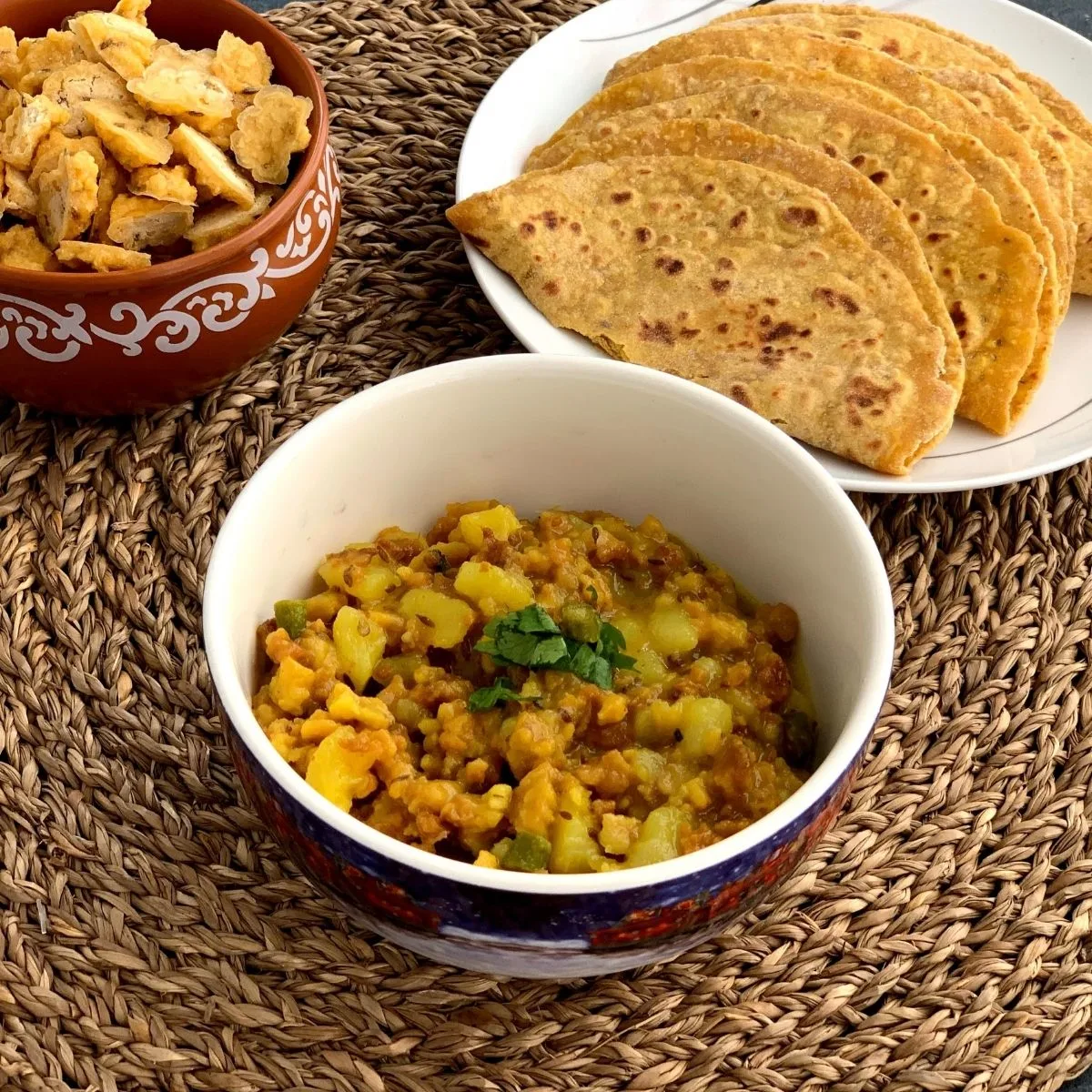 Mangodi Aloo ki Sabji is a lip-smacking sabji made using dried moong dal nuggets, potato and a few spices.