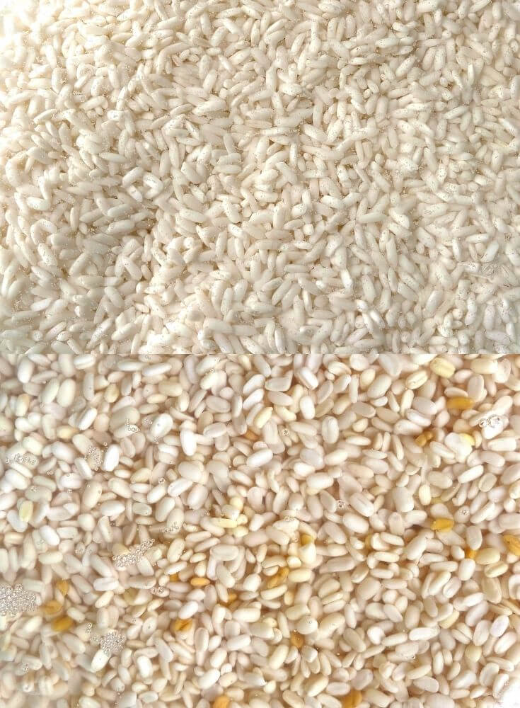Rice & Dal rinsed and ready to be soaked