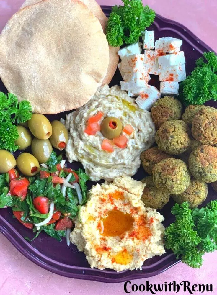 Simple Vegetarian Mezze Platter is a party platter with easy and healthy mezze recipes from Middle East for you to enjoy.
