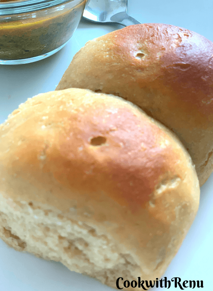 Whole Wheat Ladi Pav or Dinner rolls served in the thali