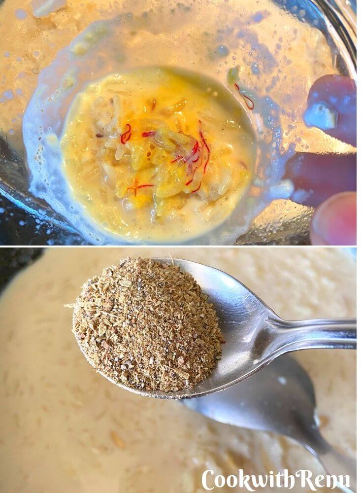 Adding of Saffron and Cardamom powder