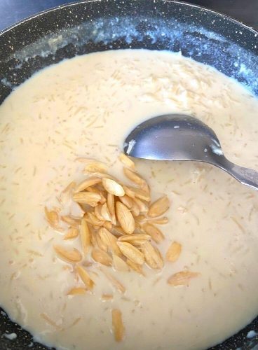 Almonds added to kheer