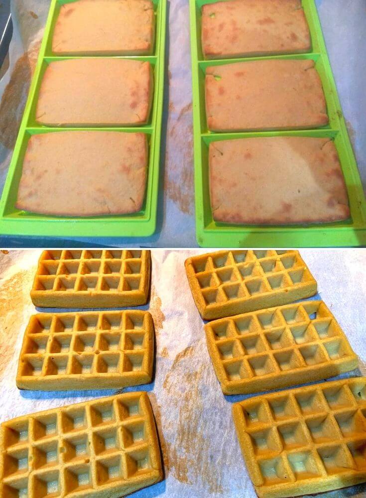 Baked waffle, bottom and top look