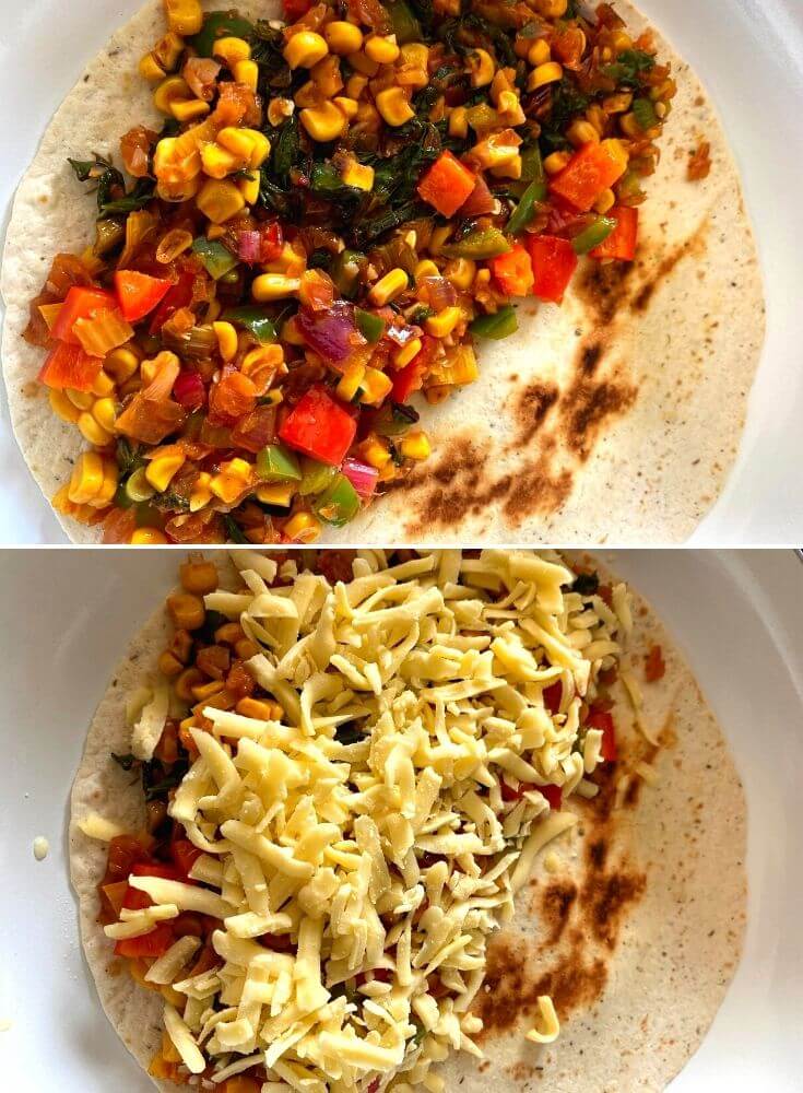 Cheese being added on the top of the veggies