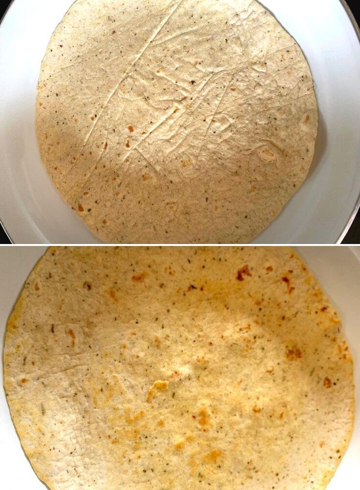 Wraps being shallow fried a bit