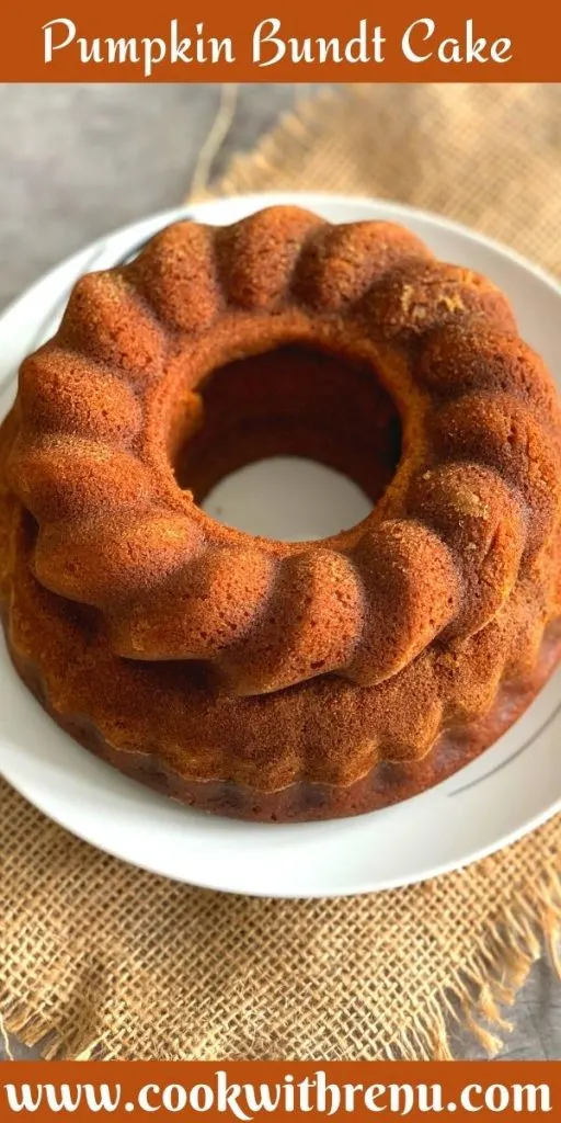 Pumpkin Bundt Cake is a fall favourite moist whole Wheat cake, made using fresh pumpkin puree and lightly spiced with cinnamon and ginger