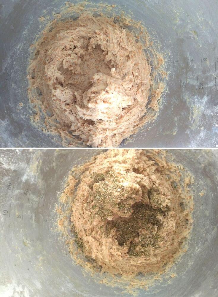 Herbs added to dough
