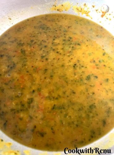 Consistency of dal after adding water