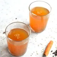 Close up view of kadha served in 2 glasses