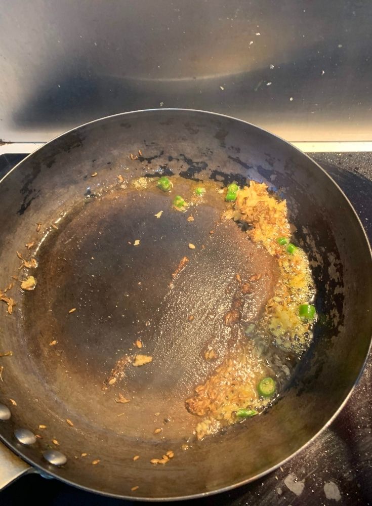 Adding Green chillies & Ginger paste