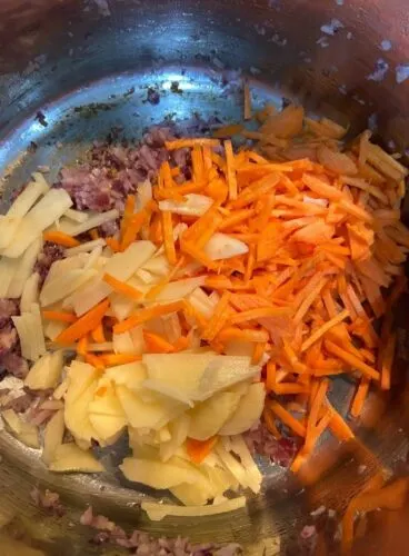 Adding of Potato and Carrot