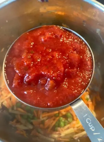 Adding of Tomato Puree & Pasta Sauce