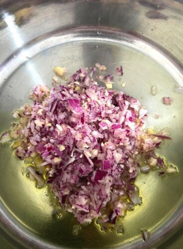 Chopped Onion and garlic Added to oil