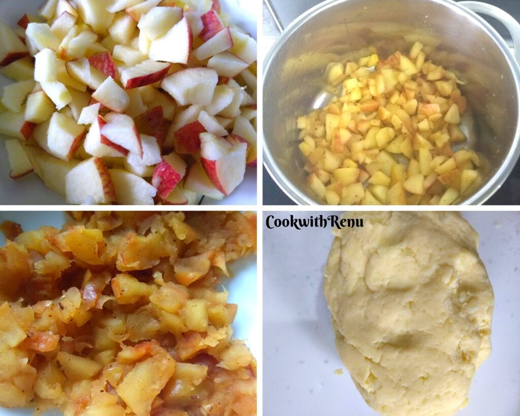 Making of Apple filling and potato flour dough