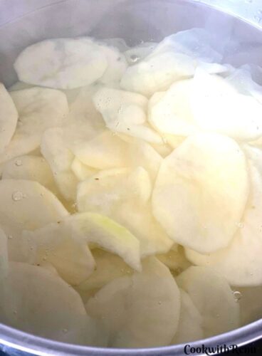Cooking of potato slices