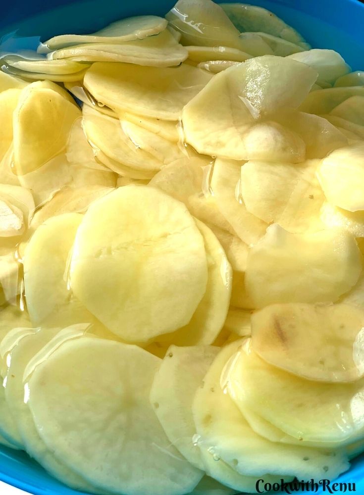 Potato Slices Soaking in Water