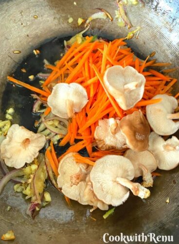 Adding of Mushroom and Carrot