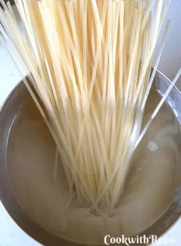 Rice Noodles immersed in Boiling Water