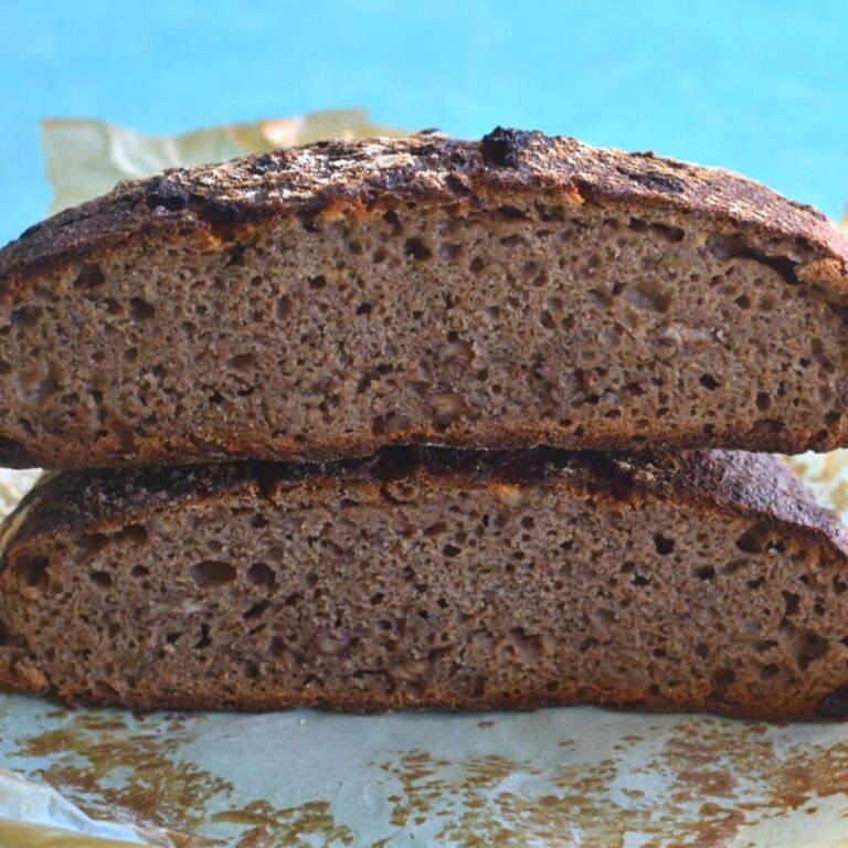 Boule cut into 2 and laid one above other