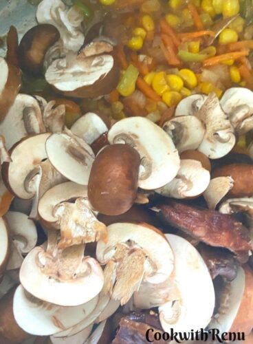 Adding of mushrooms