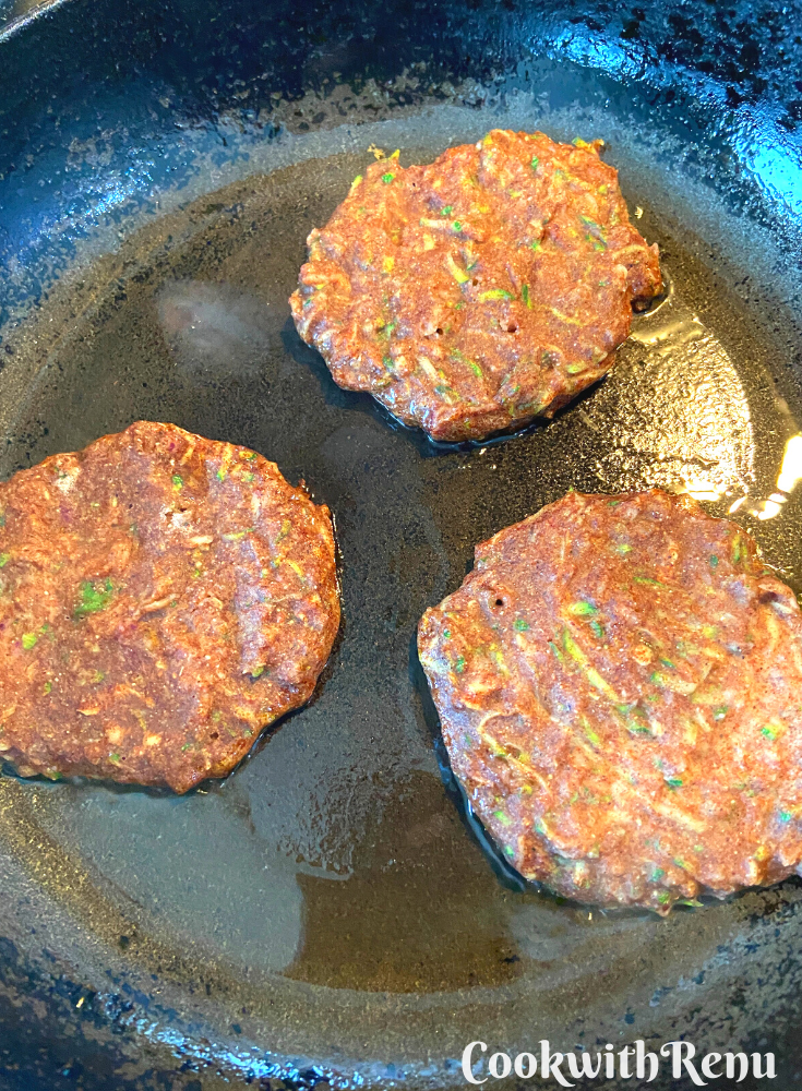 Fritters cooking on underside and almost done