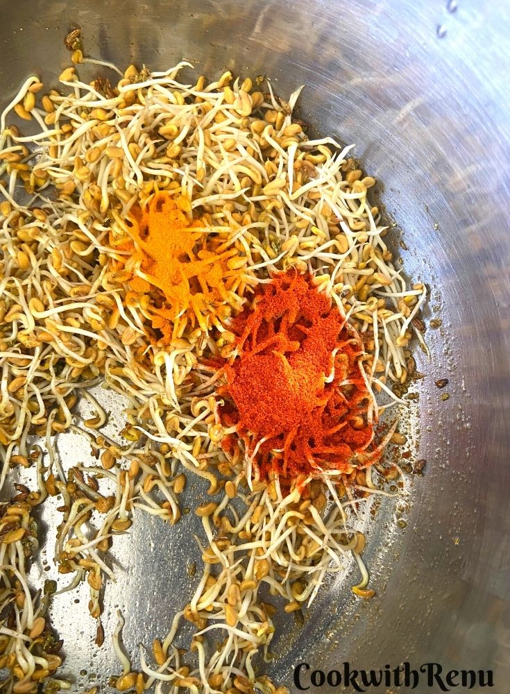 Turmeric Powder & Red chilly powder added