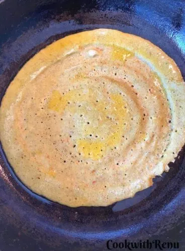 Cooking of Buckwheat Groats Pancake on Top side