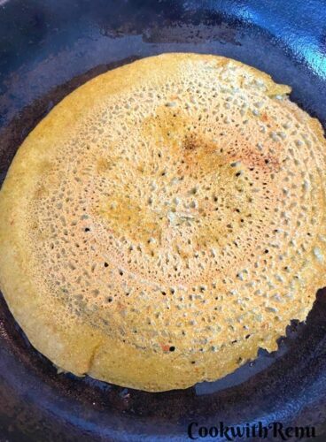 Cooking of Buckwheat Groats Pancake on the bottom side
