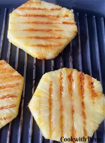 Grilling Pineapple on a grilled pan