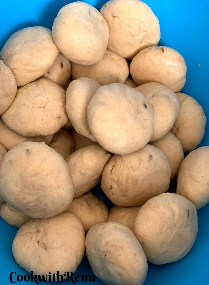 Dough divided into portions