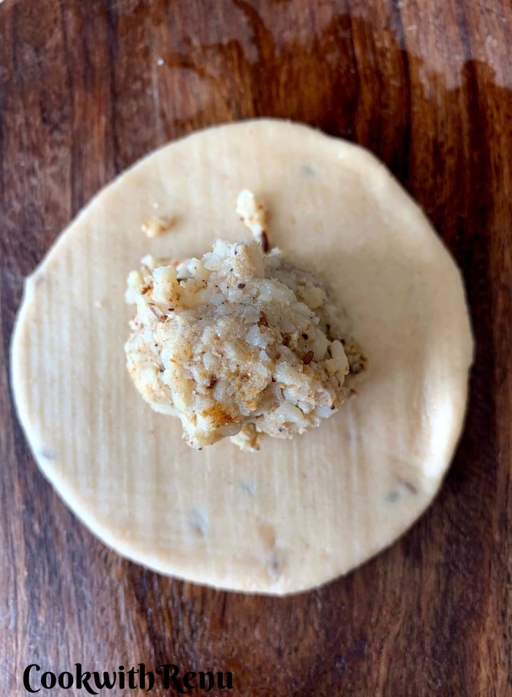 Stuffing inserted in dough