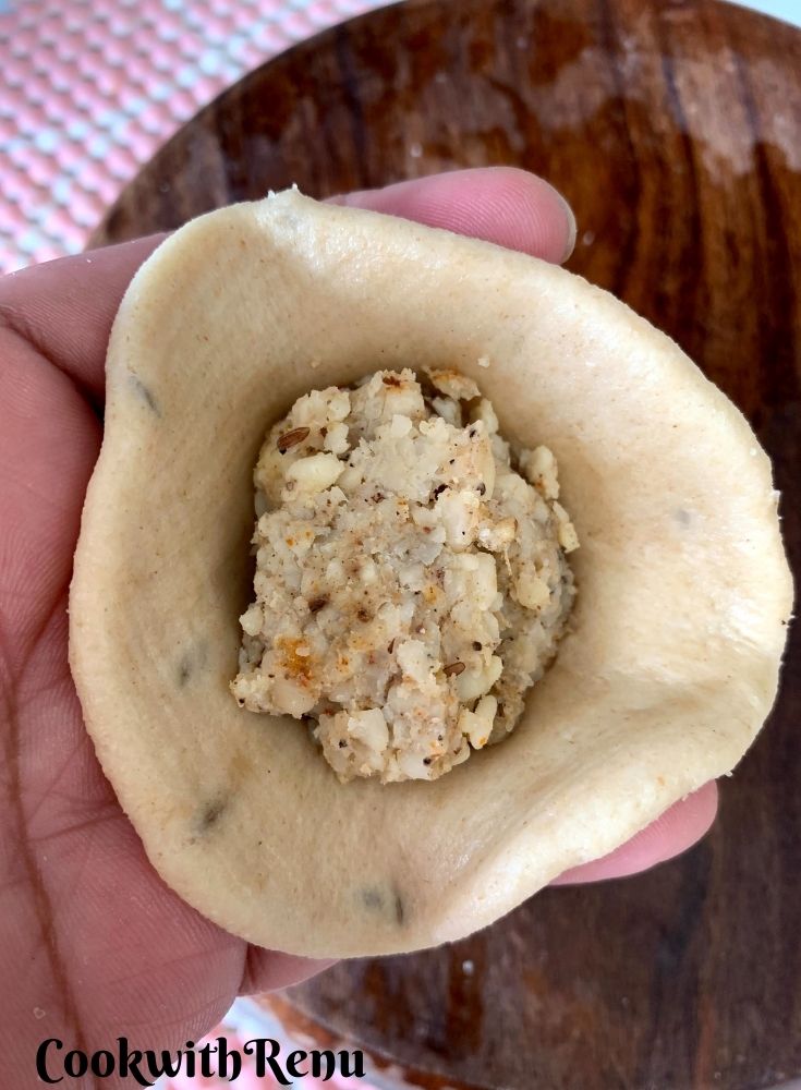 Stuffing inserted in dough