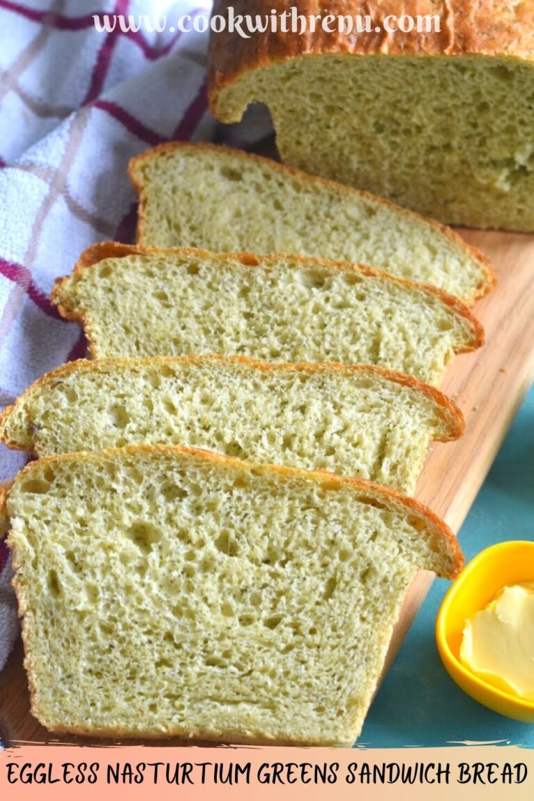 Eggless Nasturtium Greens Sandwich Bread (Tangzhong Method) Cook With Renu