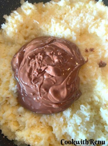 Adding of melted chocolate