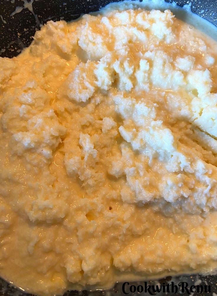 Cooking the coconut and Condensed milk mixture