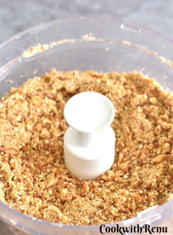 Processed energy bites ingredients in food processor