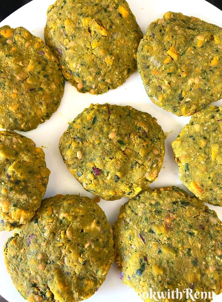 Pumpkin Chickpea Swiss Chard Patties being shaped