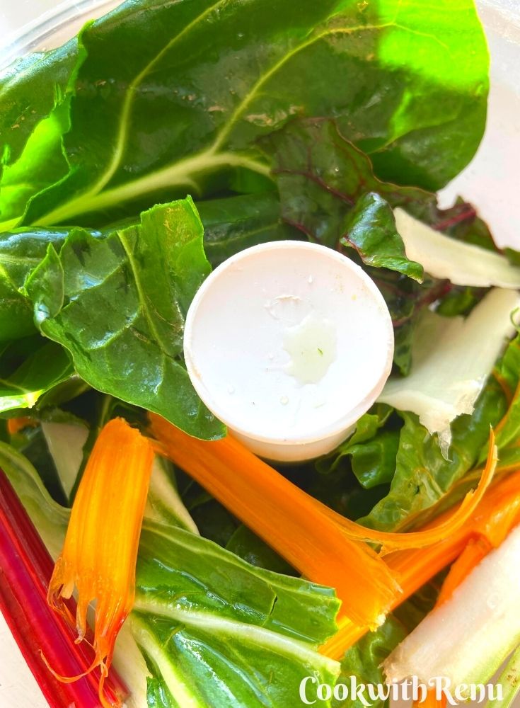 Swiss Chard added in a food processor