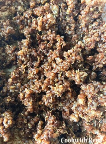 Cocoa powder and maple syrup added in quinoa