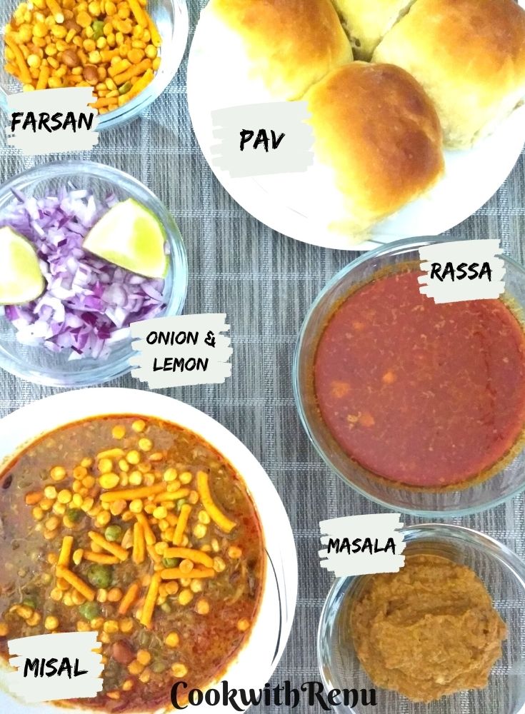 Things served along with Misal Pav