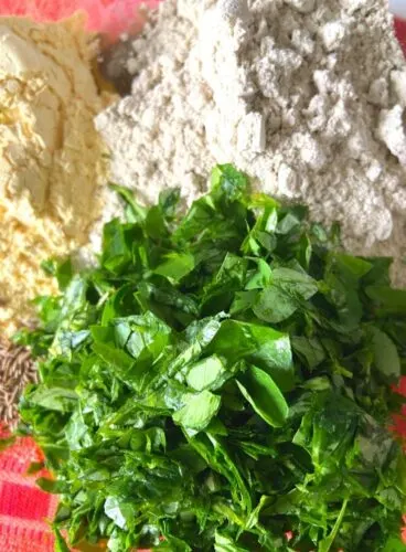 Methi added to flour and spice mix