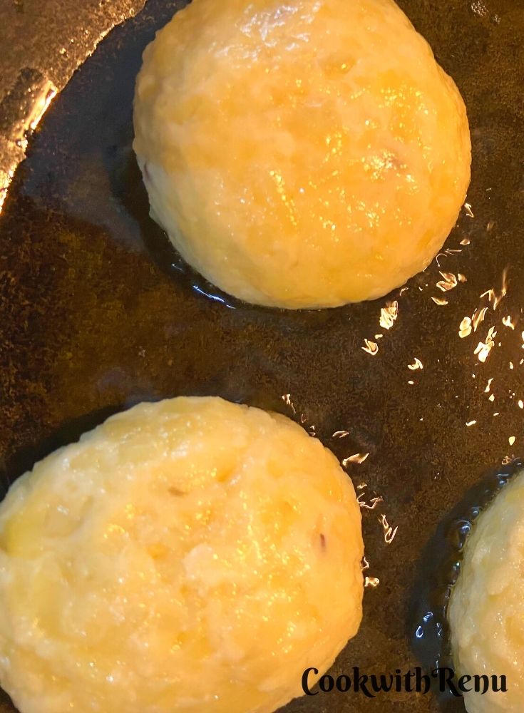 Potato Pattice ready to be shallow fried