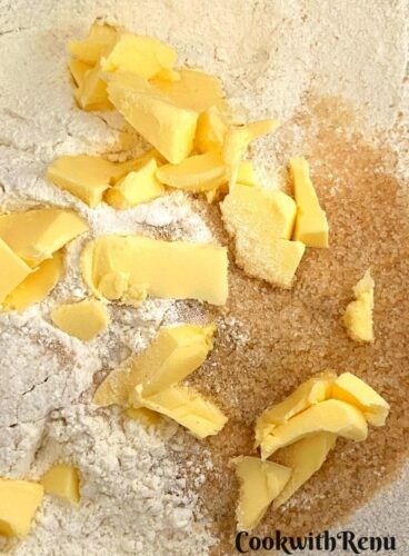 Adding butter in flour