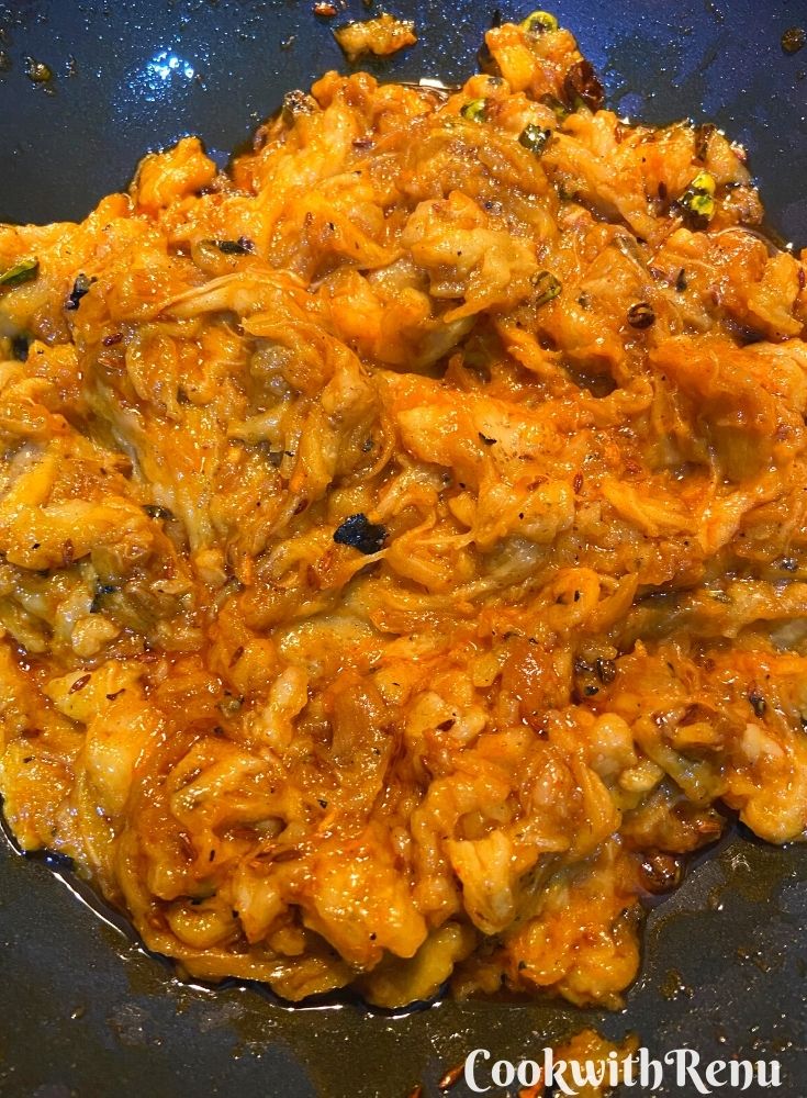 Baingan mixed along with spices