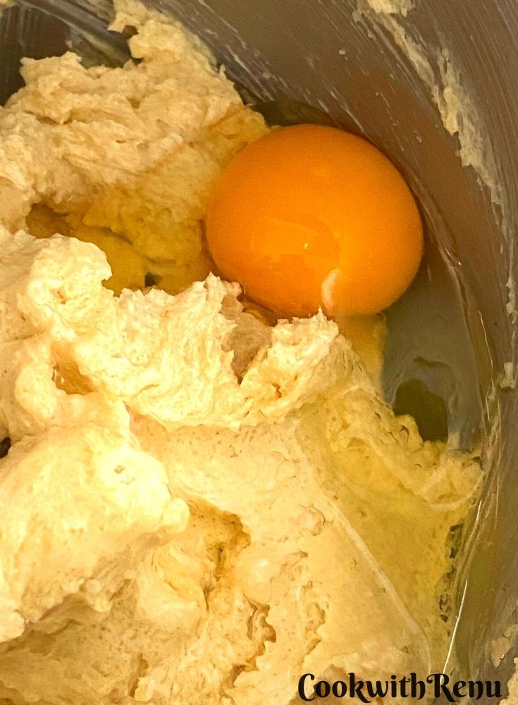 Eggs being added to the mixture