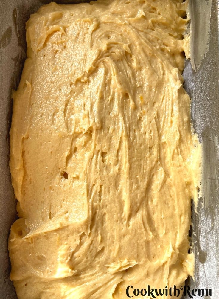 Lemon Cake Ready to be baked added in the baking loaf